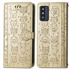 Handytasche Stand Schutzhülle Flip Leder Hülle Modisch Muster S03D für Samsung Galaxy F52 5G Gold