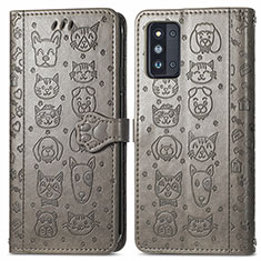 Handytasche Stand Schutzhülle Flip Leder Hülle Modisch Muster S03D für Samsung Galaxy F52 5G Grau