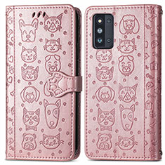 Handytasche Stand Schutzhülle Flip Leder Hülle Modisch Muster S03D für Samsung Galaxy F52 5G Rosa