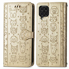 Handytasche Stand Schutzhülle Flip Leder Hülle Modisch Muster S03D für Samsung Galaxy F62 5G Gold