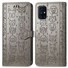 Handytasche Stand Schutzhülle Flip Leder Hülle Modisch Muster S03D für Samsung Galaxy M31s Grau