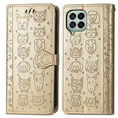 Handytasche Stand Schutzhülle Flip Leder Hülle Modisch Muster S03D für Samsung Galaxy M53 5G Gold