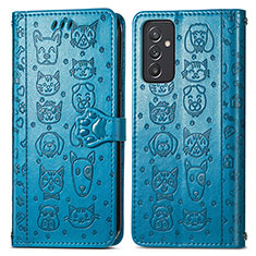 Handytasche Stand Schutzhülle Flip Leder Hülle Modisch Muster S03D für Samsung Galaxy Quantum2 5G Blau