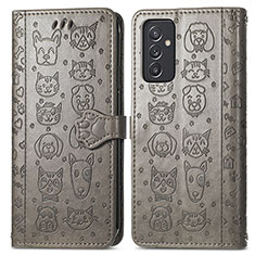 Handytasche Stand Schutzhülle Flip Leder Hülle Modisch Muster S03D für Samsung Galaxy Quantum2 5G Grau