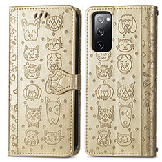 Handytasche Stand Schutzhülle Flip Leder Hülle Modisch Muster S03D für Samsung Galaxy S20 FE 4G Gold