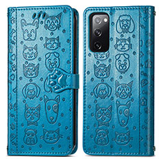Handytasche Stand Schutzhülle Flip Leder Hülle Modisch Muster S03D für Samsung Galaxy S20 FE 5G Blau