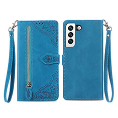 Handytasche Stand Schutzhülle Flip Leder Hülle Modisch Muster S03D für Samsung Galaxy S21 FE 5G Blau