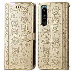 Handytasche Stand Schutzhülle Flip Leder Hülle Modisch Muster S03D für Sony Xperia 5 IV Gold