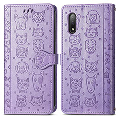 Handytasche Stand Schutzhülle Flip Leder Hülle Modisch Muster S03D für Sony Xperia Ace II SO-41B Violett