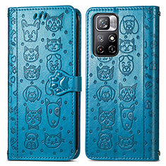 Handytasche Stand Schutzhülle Flip Leder Hülle Modisch Muster S03D für Xiaomi Poco M4 Pro 5G Blau