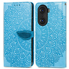 Handytasche Stand Schutzhülle Flip Leder Hülle Modisch Muster S04D für Huawei Honor 60 5G Blau