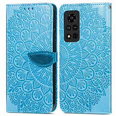 Handytasche Stand Schutzhülle Flip Leder Hülle Modisch Muster S04D für Huawei Honor V40 5G Blau