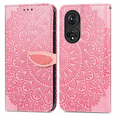 Handytasche Stand Schutzhülle Flip Leder Hülle Modisch Muster S04D für Huawei Nova 9 Rosegold