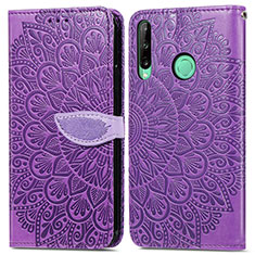 Handytasche Stand Schutzhülle Flip Leder Hülle Modisch Muster S04D für Huawei Y7p Violett