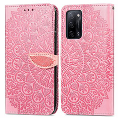 Handytasche Stand Schutzhülle Flip Leder Hülle Modisch Muster S04D für Oppo A53s 5G Rosegold