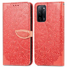 Handytasche Stand Schutzhülle Flip Leder Hülle Modisch Muster S04D für Oppo A53s 5G Rot