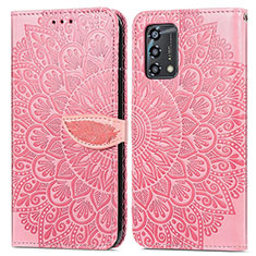 Handytasche Stand Schutzhülle Flip Leder Hülle Modisch Muster S04D für Oppo A95 4G Rosegold