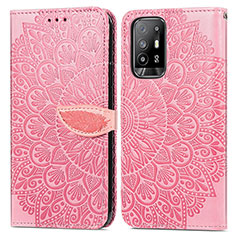 Handytasche Stand Schutzhülle Flip Leder Hülle Modisch Muster S04D für Oppo A95 5G Rosegold