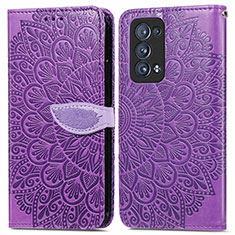 Handytasche Stand Schutzhülle Flip Leder Hülle Modisch Muster S04D für Oppo Reno6 Pro+ Plus 5G Violett