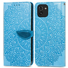 Handytasche Stand Schutzhülle Flip Leder Hülle Modisch Muster S04D für Samsung Galaxy A03 Blau