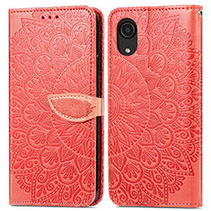 Handytasche Stand Schutzhülle Flip Leder Hülle Modisch Muster S04D für Samsung Galaxy A03 Core Rot