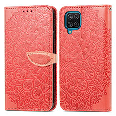 Handytasche Stand Schutzhülle Flip Leder Hülle Modisch Muster S04D für Samsung Galaxy A12 5G Rot