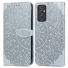 Handytasche Stand Schutzhülle Flip Leder Hülle Modisch Muster S04D für Samsung Galaxy A15 4G Grau