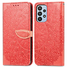 Handytasche Stand Schutzhülle Flip Leder Hülle Modisch Muster S04D für Samsung Galaxy A23 4G Rot