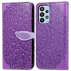 Handytasche Stand Schutzhülle Flip Leder Hülle Modisch Muster S04D für Samsung Galaxy A23 5G Violett