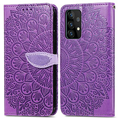 Handytasche Stand Schutzhülle Flip Leder Hülle Modisch Muster S04D für Samsung Galaxy A52 4G Violett