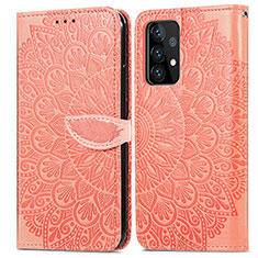 Handytasche Stand Schutzhülle Flip Leder Hülle Modisch Muster S04D für Samsung Galaxy A52s 5G Orange