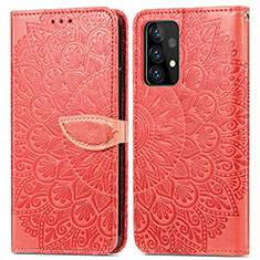 Handytasche Stand Schutzhülle Flip Leder Hülle Modisch Muster S04D für Samsung Galaxy A52s 5G Rot