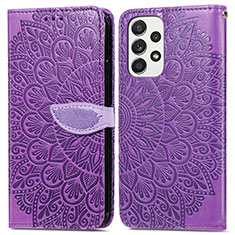 Handytasche Stand Schutzhülle Flip Leder Hülle Modisch Muster S04D für Samsung Galaxy A53 5G Violett