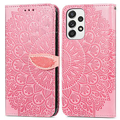 Handytasche Stand Schutzhülle Flip Leder Hülle Modisch Muster S04D für Samsung Galaxy A73 5G Rosegold