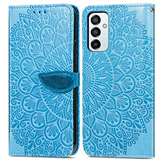 Handytasche Stand Schutzhülle Flip Leder Hülle Modisch Muster S04D für Samsung Galaxy F23 5G Blau
