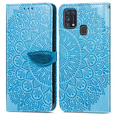 Handytasche Stand Schutzhülle Flip Leder Hülle Modisch Muster S04D für Samsung Galaxy M31 Prime Edition Blau