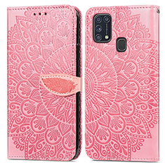 Handytasche Stand Schutzhülle Flip Leder Hülle Modisch Muster S04D für Samsung Galaxy M31 Prime Edition Rosegold