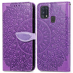Handytasche Stand Schutzhülle Flip Leder Hülle Modisch Muster S04D für Samsung Galaxy M31 Violett