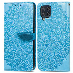 Handytasche Stand Schutzhülle Flip Leder Hülle Modisch Muster S04D für Samsung Galaxy M32 4G Blau