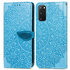 Handytasche Stand Schutzhülle Flip Leder Hülle Modisch Muster S04D für Samsung Galaxy S20 Blau