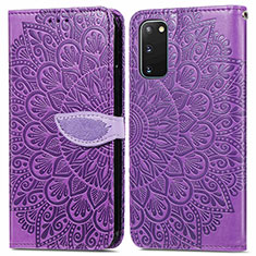 Handytasche Stand Schutzhülle Flip Leder Hülle Modisch Muster S04D für Samsung Galaxy S20 Violett