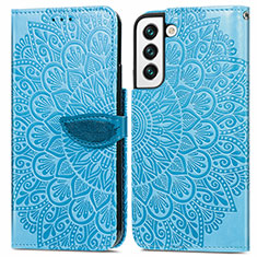 Handytasche Stand Schutzhülle Flip Leder Hülle Modisch Muster S04D für Samsung Galaxy S21 FE 5G Blau