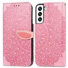 Handytasche Stand Schutzhülle Flip Leder Hülle Modisch Muster S04D für Samsung Galaxy S21 FE 5G Rosegold