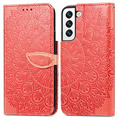 Handytasche Stand Schutzhülle Flip Leder Hülle Modisch Muster S04D für Samsung Galaxy S21 FE 5G Rot