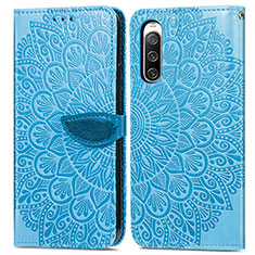 Handytasche Stand Schutzhülle Flip Leder Hülle Modisch Muster S04D für Sony Xperia 10 IV SO-52C Blau