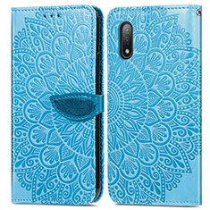 Handytasche Stand Schutzhülle Flip Leder Hülle Modisch Muster S04D für Sony Xperia Ace II Blau