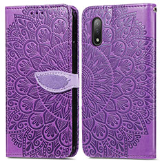 Handytasche Stand Schutzhülle Flip Leder Hülle Modisch Muster S04D für Sony Xperia Ace II SO-41B Violett