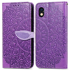 Handytasche Stand Schutzhülle Flip Leder Hülle Modisch Muster S04D für Sony Xperia Ace III SO-53C Violett