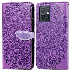 Handytasche Stand Schutzhülle Flip Leder Hülle Modisch Muster S04D für Vivo iQOO Z6 5G Violett