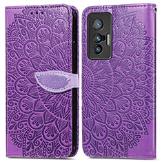 Handytasche Stand Schutzhülle Flip Leder Hülle Modisch Muster S04D für Vivo X70 5G Violett
